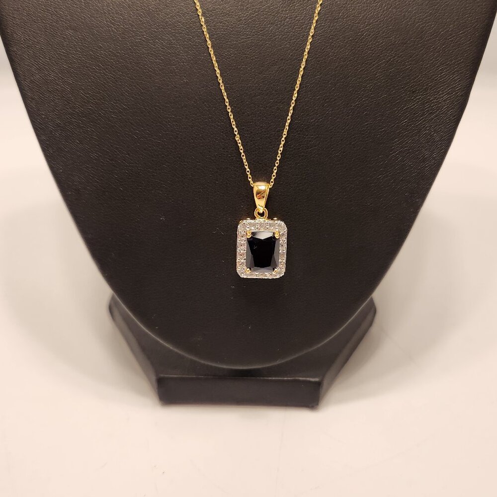 Emerald Cut 4.0 Ct Natural Amethyst Sterling Silver W /GOLD OVERLAY Necklace